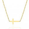 Gargantilla oro amarillo 18K con motivo cruz lateral