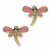 Pendientes libélula rosa Oro 18K