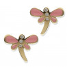 Pendientes libélula rosa Oro 18K