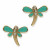 Pendientes libélula verde Oro 18K