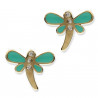 Pendientes libélula verde Oro 18K