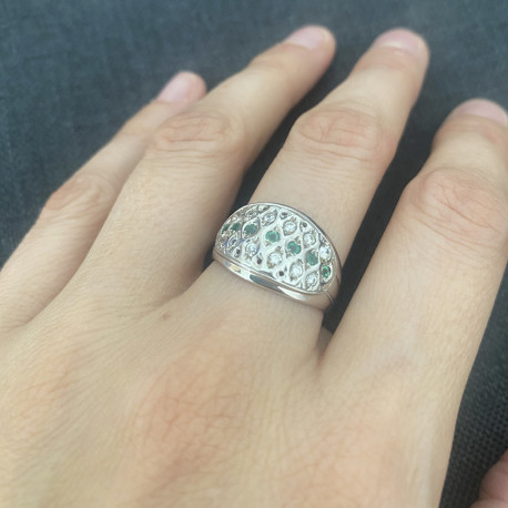Anillo Oro blanco 18K esmeraldas