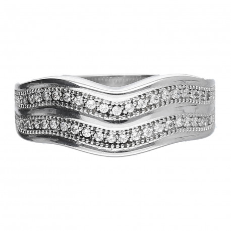 Anillo Oro blanco 18K circonitas