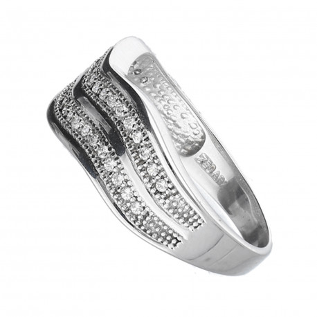 Anillo Oro blanco 18K circonitas