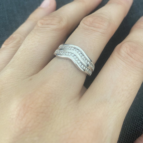 Anillo Oro blanco 18K circonitas
