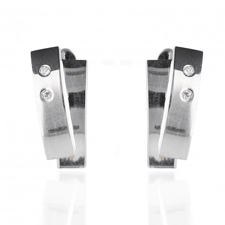 Pendientes Oro blanco 18K circonitas