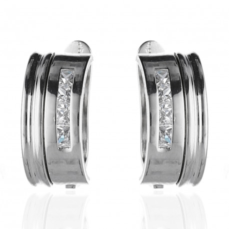 Pendientes Oro blanco 18K circonitas