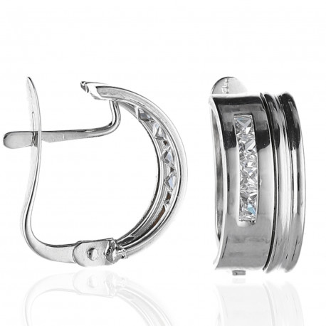 Pendientes Oro blanco 18K circonitas