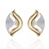 Pendientes bicolor Oro 18K circonita