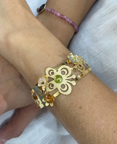 Pulsera mariposa fantasía Oro 18K