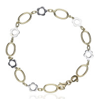 Pulsera oro bicolor 18K flor