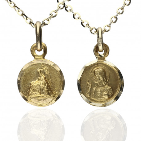 Medalla bebe escapulario Virgen Angustias oro 18K 
