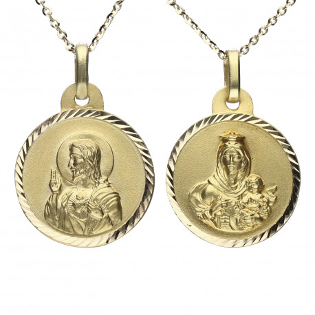 Medalla escapulario Oro 18K Virgen Carmen 18mm 