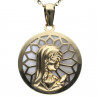 Medalla Virgen Niña nácar Oro 18K