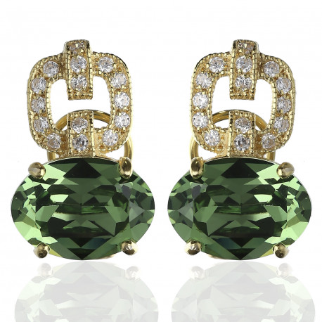 Pendientes "Glamour" plata chapada Swarovski verde