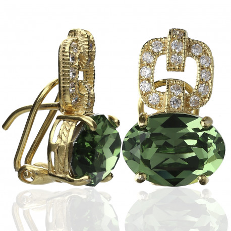 Pendientes "Glamour" plata chapada Swarovski verde