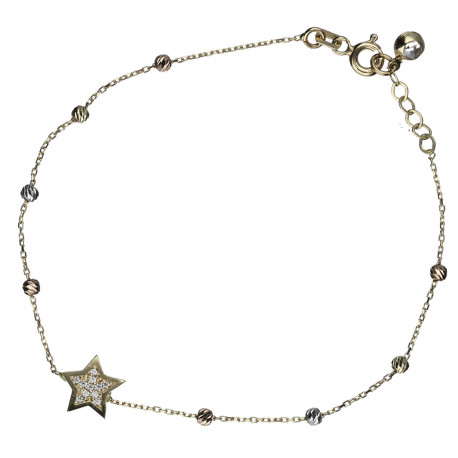Pulsera tricolor ¨STAR¨ Oro 18K