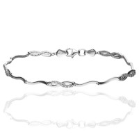 Pulsera articulada oro blanco 18K infinito con circonitas