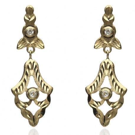 Pendientes cubanas Oro 18K circonitas