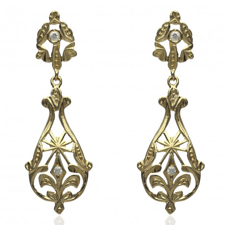 Pendientes cubanas Oro 18K circonitas