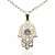 Colgante Mano Fátima Oro 18K Swarovski azul