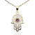 Colgante Mano Fátima Oro 18K Swarovski fucsia