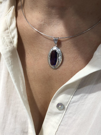 Colgante greca Oro 18k amatista