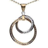 Colgante redondo entrelazado oro 18 Ktes bicolor con circonitas
