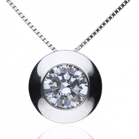 Gargantilla Oro blanco 18K Chatón circonita