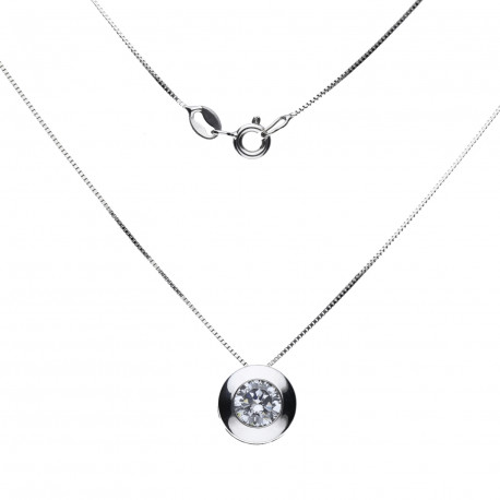 Gargantilla Oro blanco 18K Chatón circonita