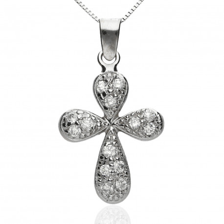 Cruz Oro blanco 18K Circonitas