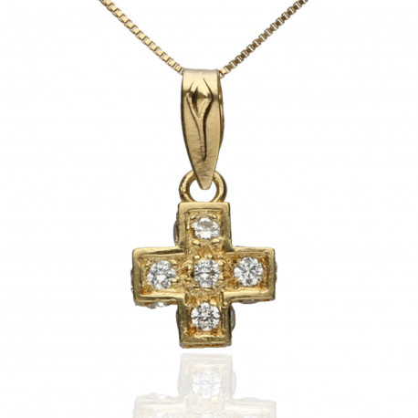 Cruz cuadrada Oro 18K Circonitas