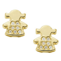 Pendientes de bebé oro 18K niña multipiedra