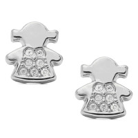 Pendientes de bebé oro blanco 18K niña multipiedra