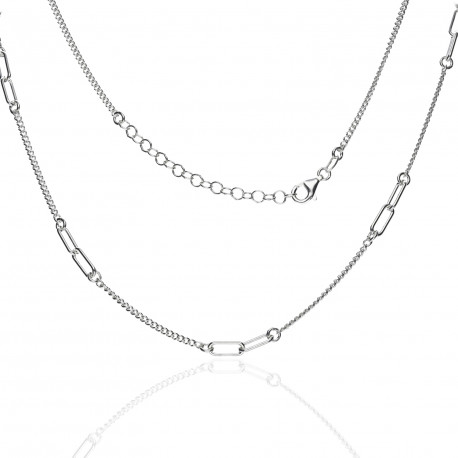 Cadena plata barbada combinada 40cm