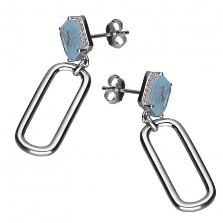 Pendientes plata eslabón aguamarina