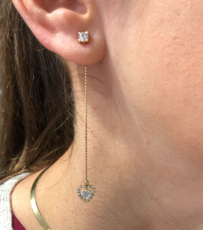 Pendientes ¨Cuore¨Oro 18K circonitas