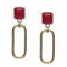 Pendientes plata chapada eslabón piedra roja