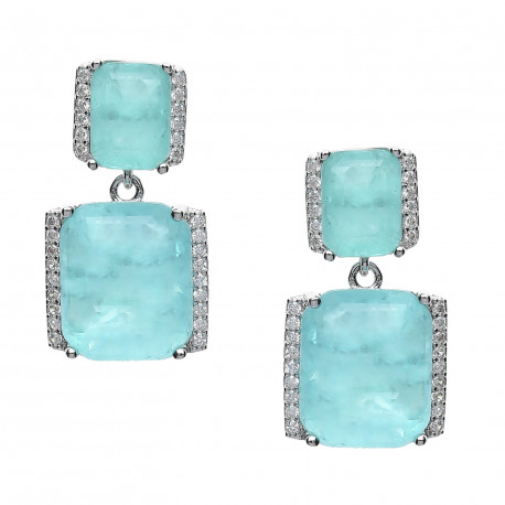 Pendientes plata piedra aguamarina