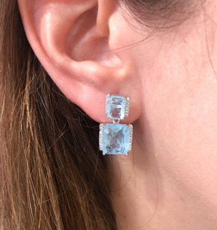 Pendientes plata piedra aguamarina