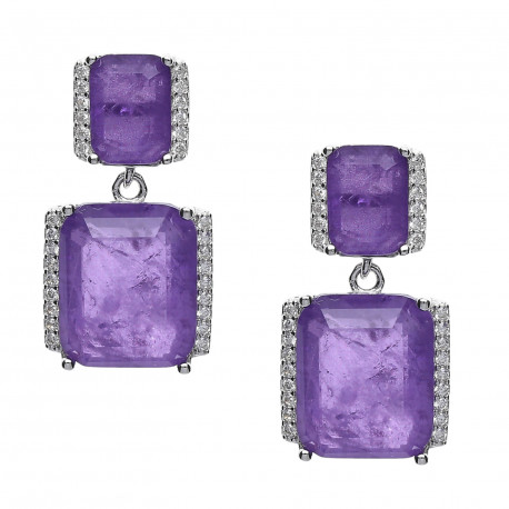 Pendientes plata piedra amatista