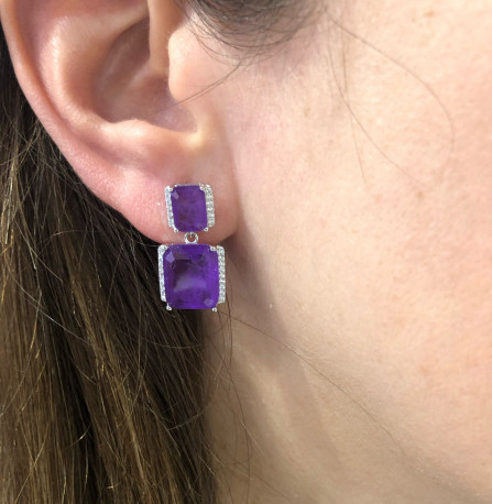 Pendientes plata piedra amatista