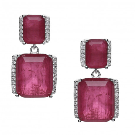 Pendientes plata piedra roja