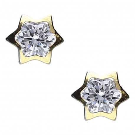 Pendientes plata chapada estrella circonita