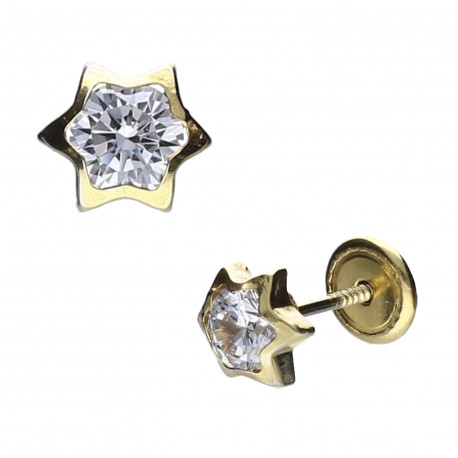 Pendientes plata chapada estrella circonita