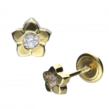 Pendientes plata chapada flor circonita