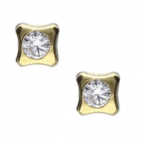 Pendientes plata chapada cuadrado circonita