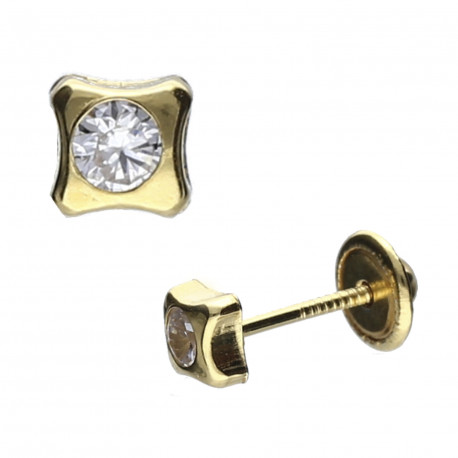 Pendientes plata chapada cuadrado circonita