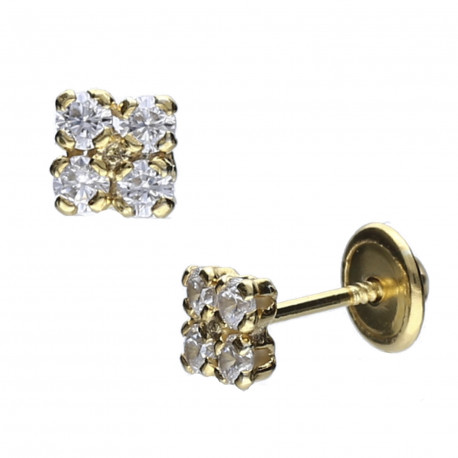 Pendientes plata chapada garra circonitas
