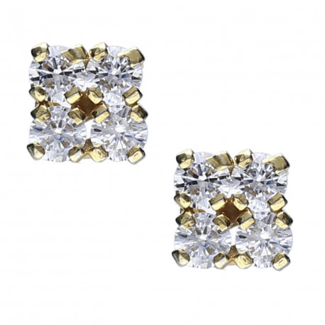 Pendientes plata chapada garra circonitas